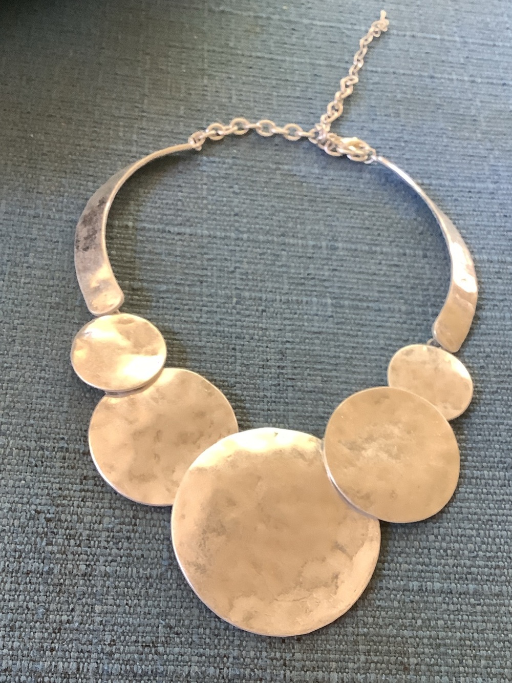 Hammered Silver-Tone Circle Bib Necklace - Women Jewelry